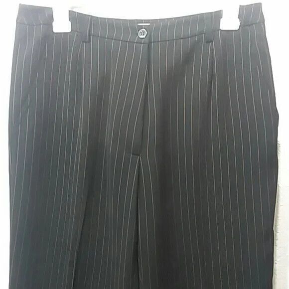 Peck & Peck Collection dress pants women's size 8  black pin stripes - Picture 2 of 11